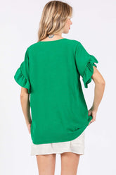 GeeGee Women's Ruffled Short Sleeve V-Neck Blouse - Elegant & Versatile Top